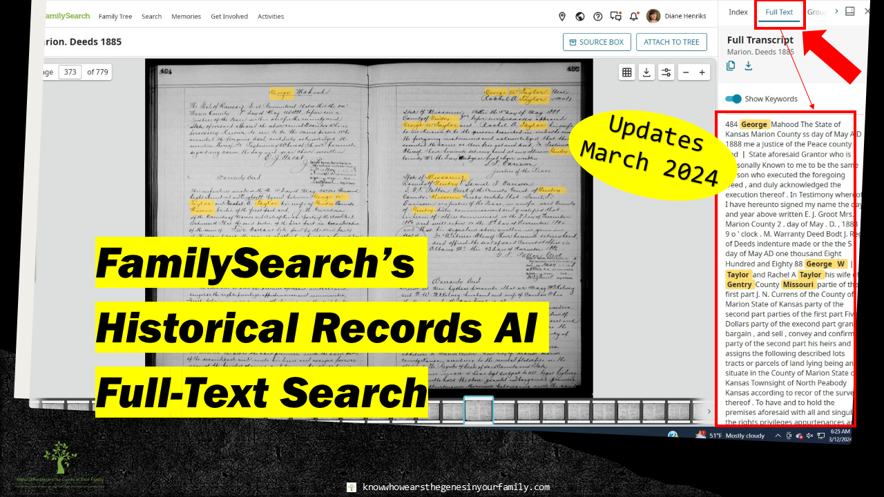 FamilySearch Updates, New FamilySearch Features, FamilySearch Labs, Historical Records Full-Text Search, AI in Genealogy