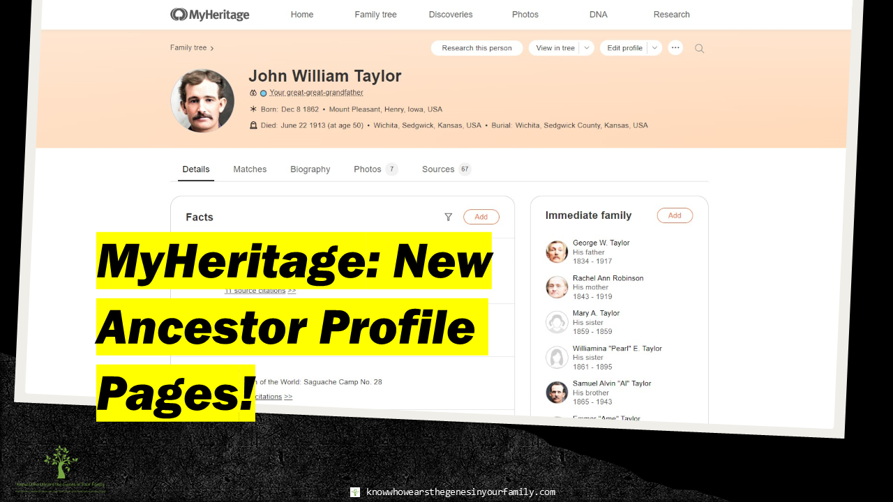 MyHeritage Updates and New Features, MyHeritage New Ancestor Profile Pages